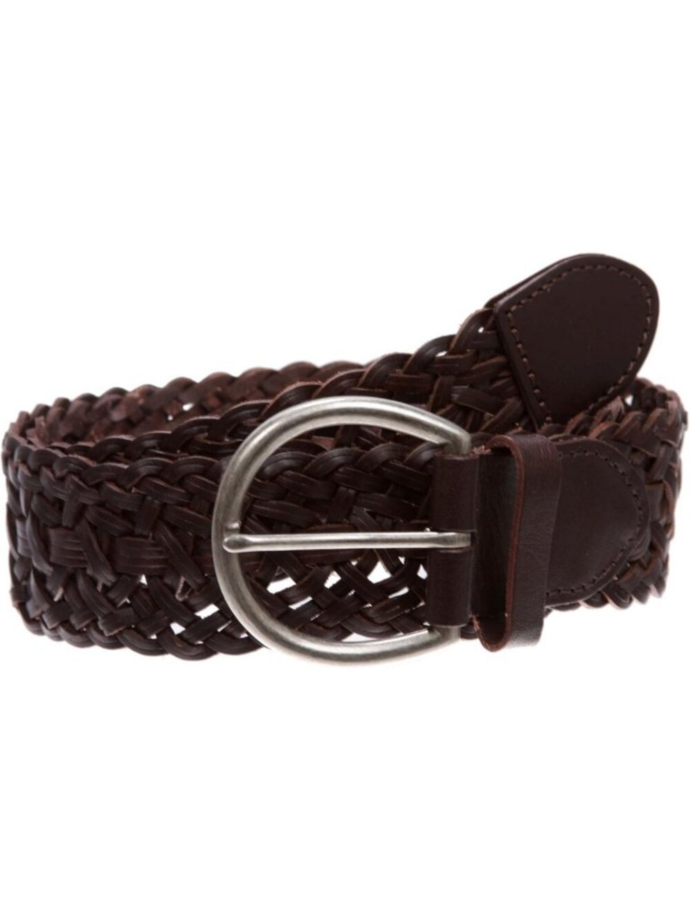 Stylish 2" Braided Woven Leather Belt with Horseshoe Buckle - Perfect Accessory!